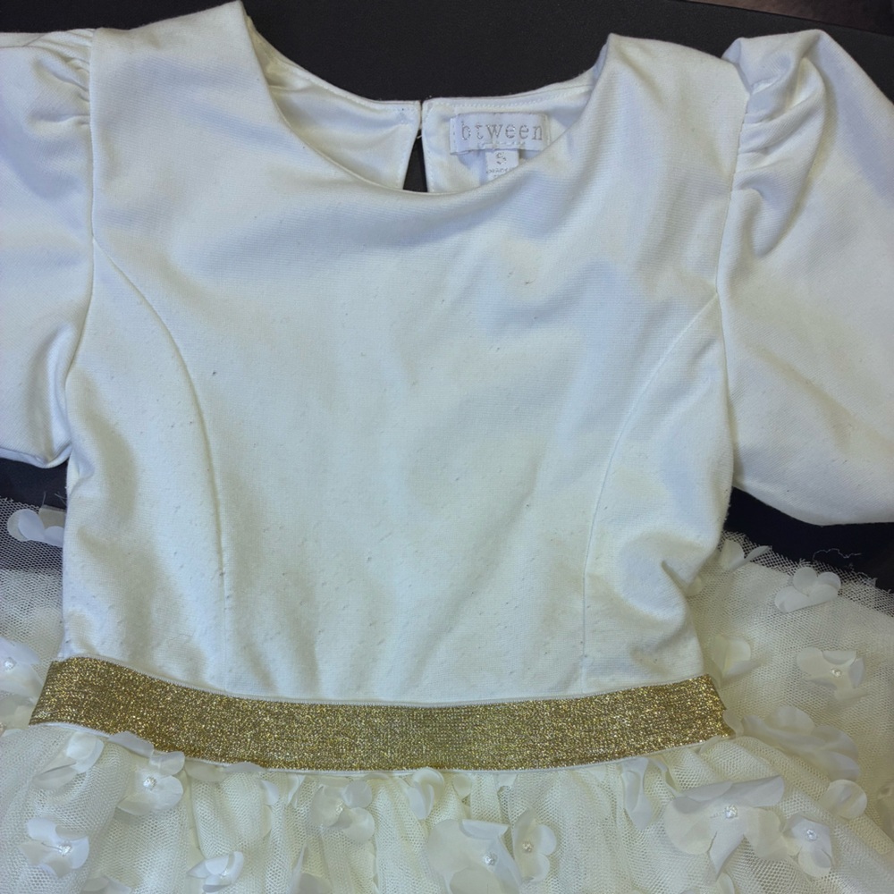 btween White and Gold Kids Casual Dress